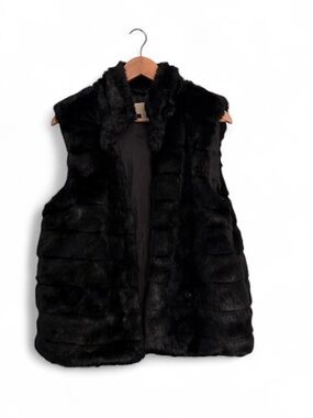 Michael Kors Black Faux Fur Trim Vest